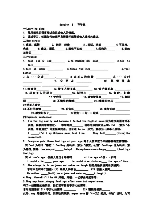 八年级英语Unit 5 Topic 2 Section  B   导学案