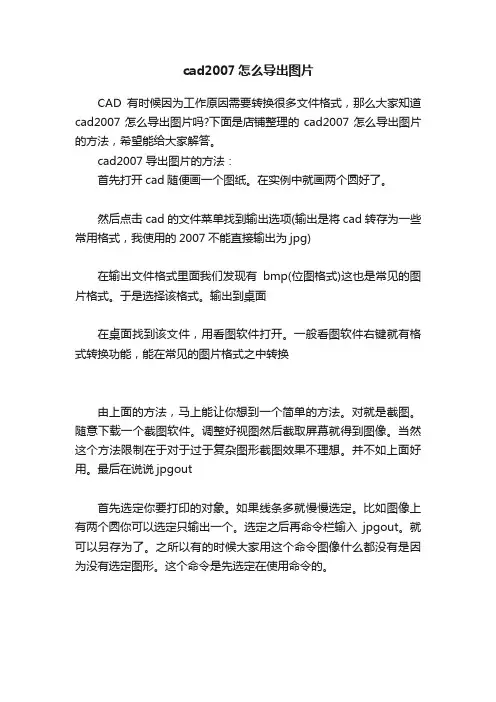 cad2007怎么导出图片