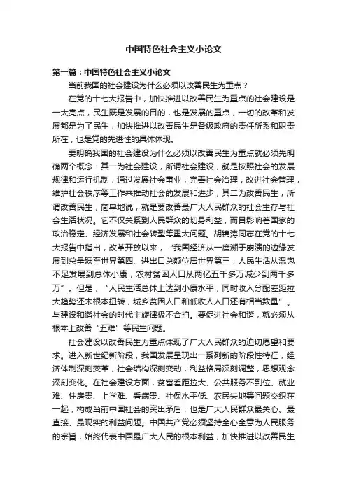 中国特色社会主义小论文