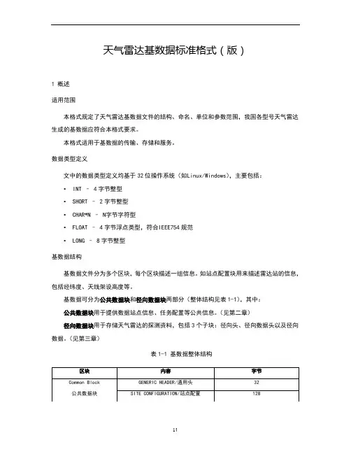 天气雷达基数据标准格式