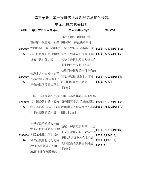 53模拟试卷初中历史人教版九年级下册第8课第一次世界大战