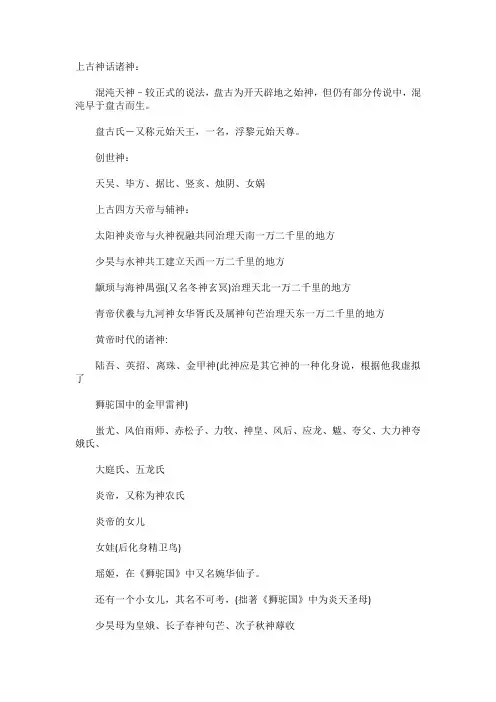 中国神仙菩萨大全