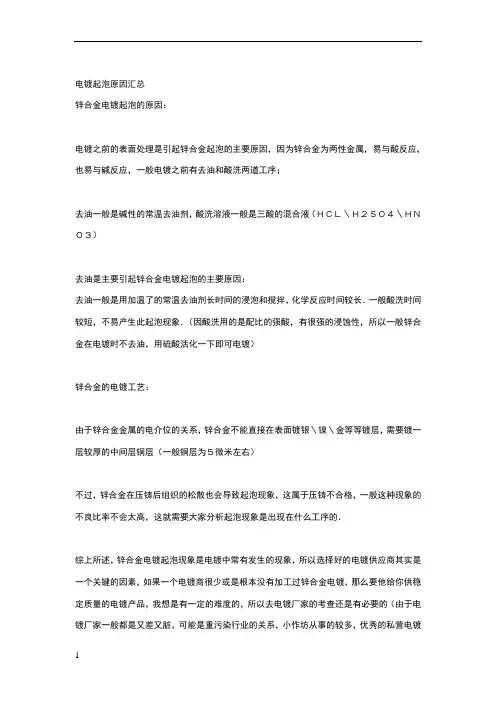 电镀起泡原因分析