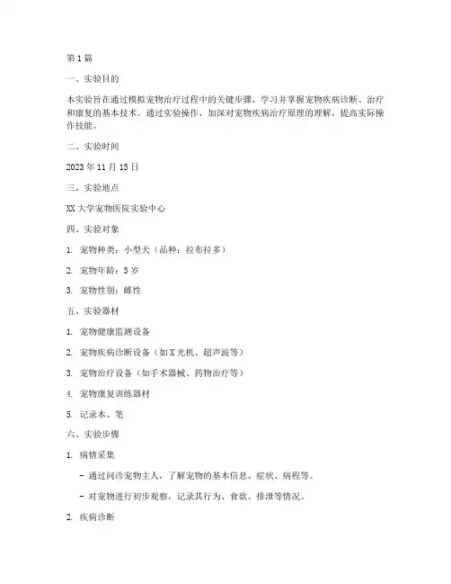 宠物治疗技术实验报告(3篇)