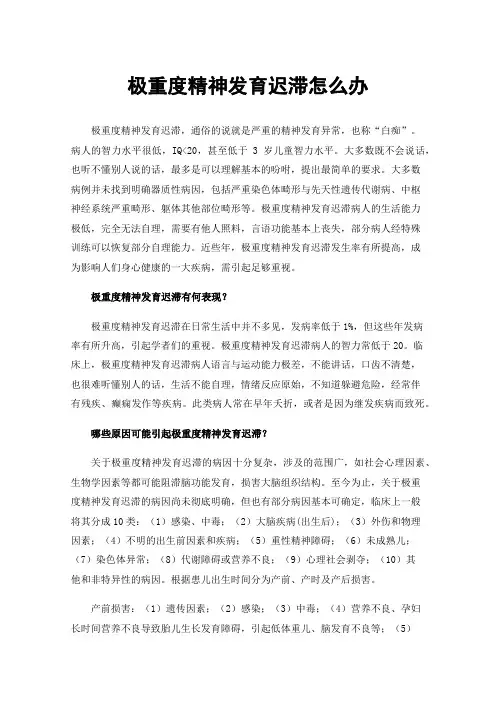 极重度精神发育迟滞怎么办
