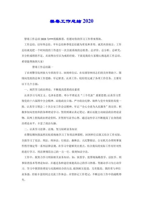 禁毒工作总结2020.docx