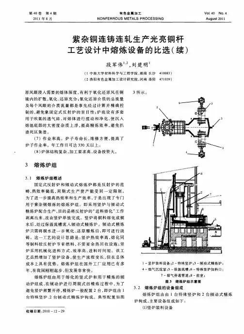 紫杂铜连铸连轧生产光亮铜杆工艺设计中熔炼设备的比选(续)