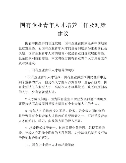 国有企业青年人才培养工作及对策建议