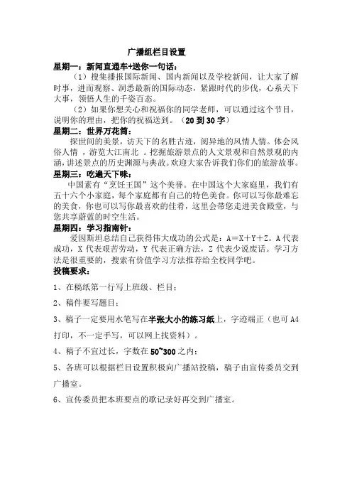 广播组栏目设置