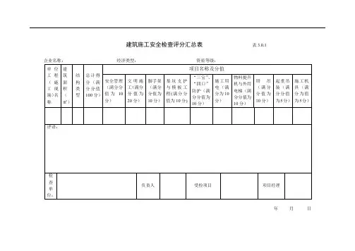 建筑施工安全检查评分表