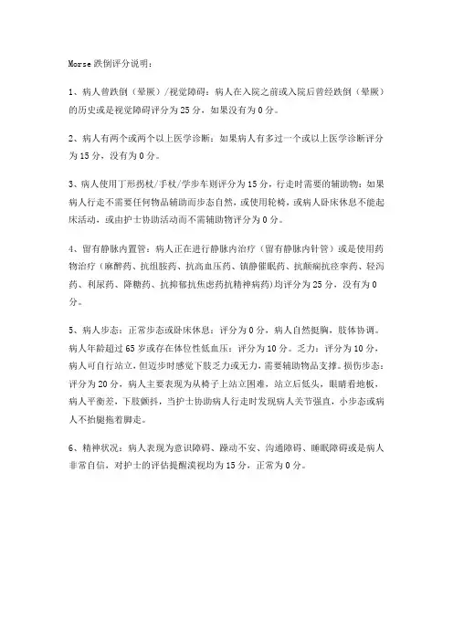 Morse跌倒评分表
