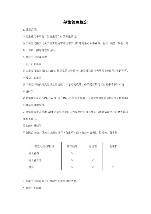 差旅管理规定