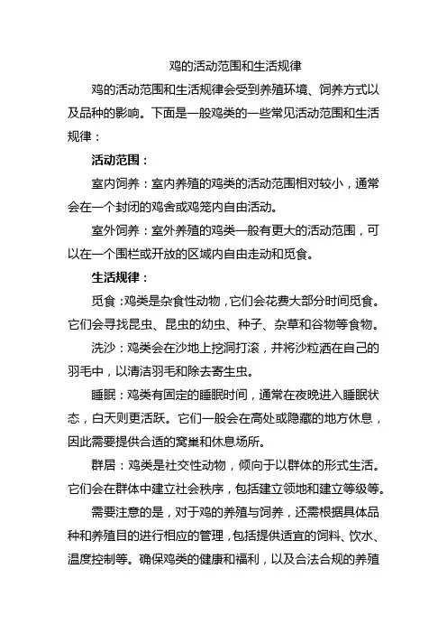 鸡的活动范围和生活规律