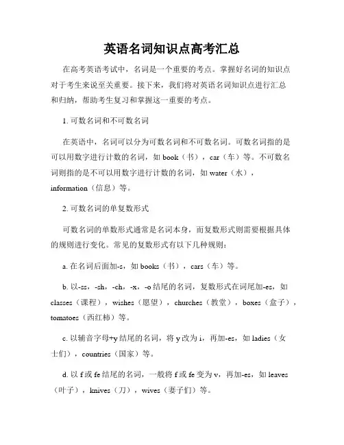 英语名词知识点高考汇总