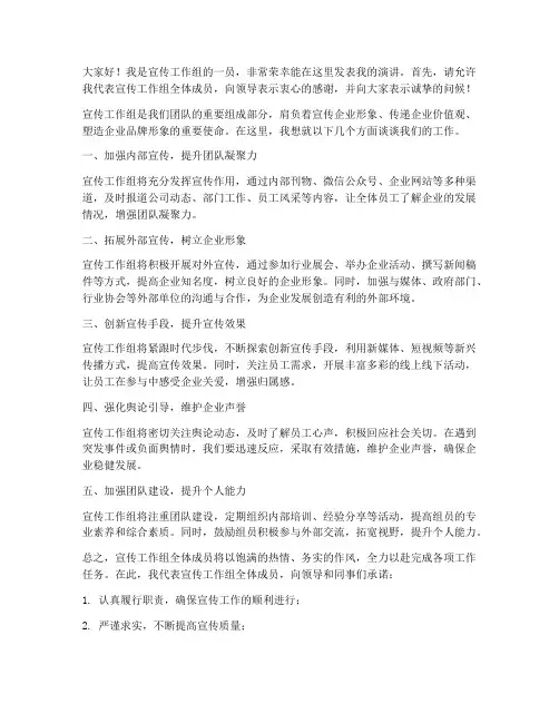 宣传工作组组员发言稿范文