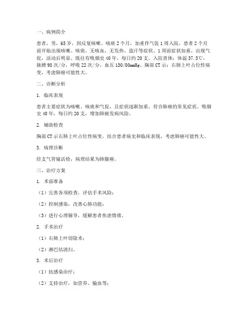 肺癌个案辨析总结范文