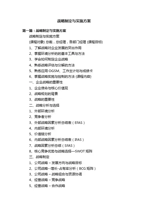 战略制定与实施方案