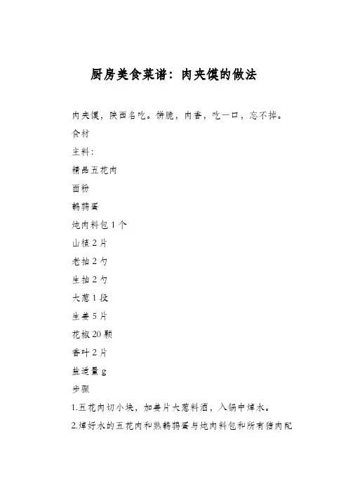 厨房美食菜谱：肉夹馍的做法_0