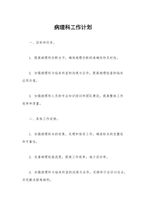 病理科工作计划