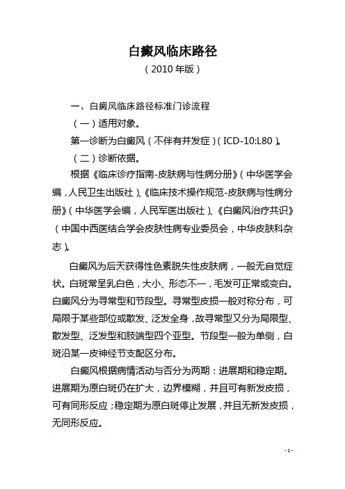 皮肤性病科专业7个病种临床路径
