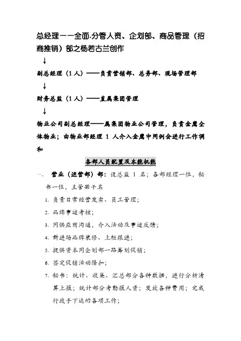 大型商场组织架构图(参考)