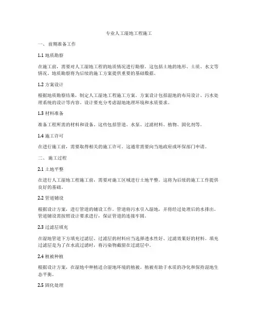 专业人工湿地工程施工