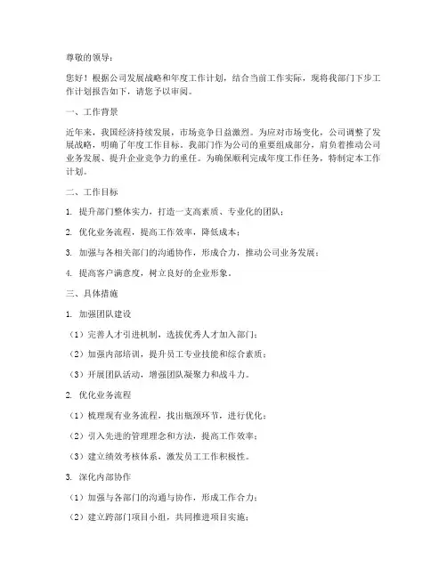 报告下步工作计划模板范文