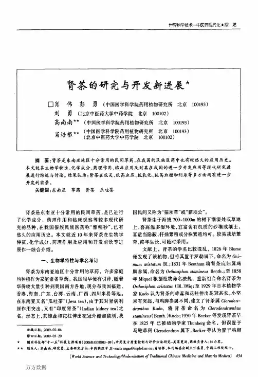 肾茶的研究与开发新进展