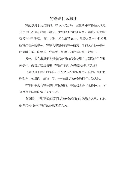 特勤是什么职业
