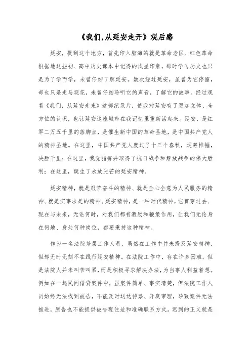 《我们,从延安走开》观后感