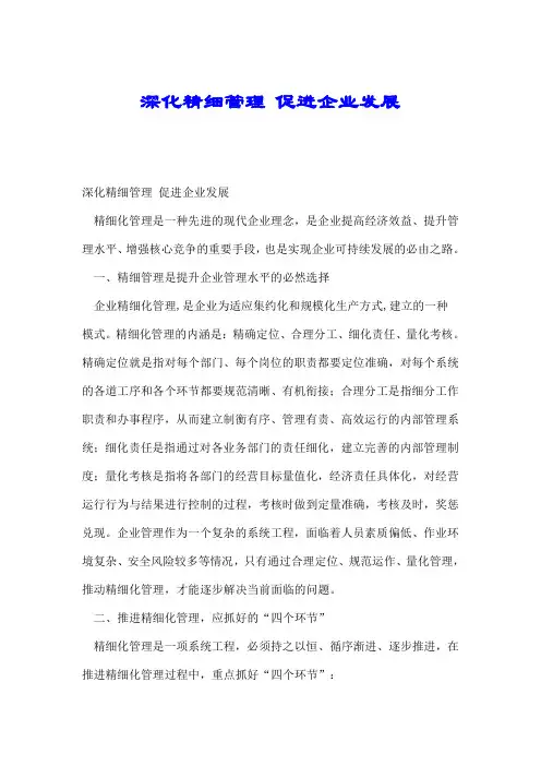 深化精细管理 促进企业发展.doc