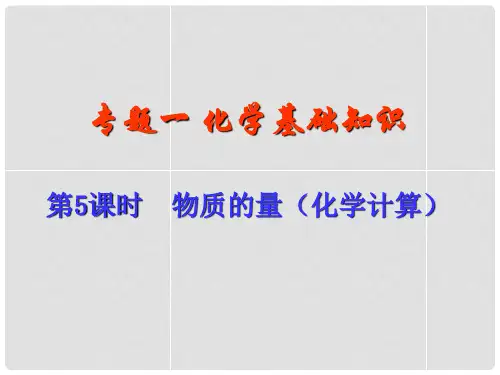 湖南省师大附中高考化学总复习 专题一 第05课时 物质的量(化学计算)课件
