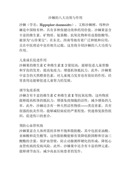 沙棘的八大功效与作用