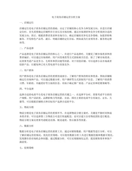 电子商务店铺运营分析方案