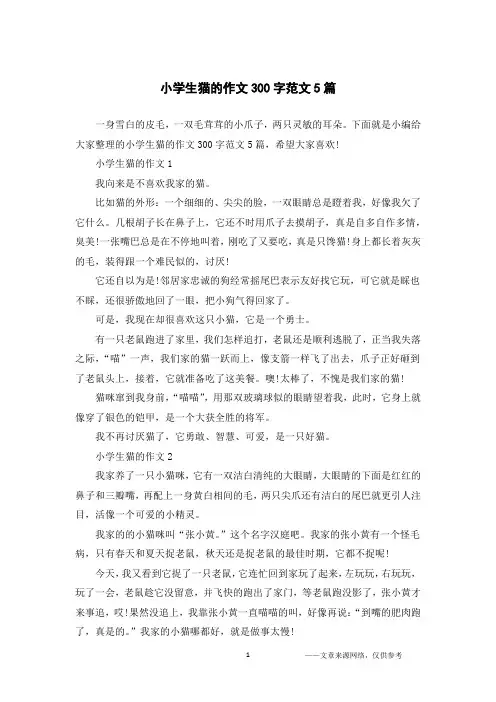 小学生猫的作文300字范文5篇