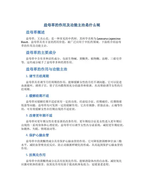 益母草的作用及功能主治是什么呢