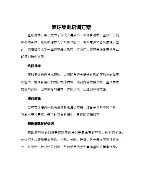 篮球集训培训方案