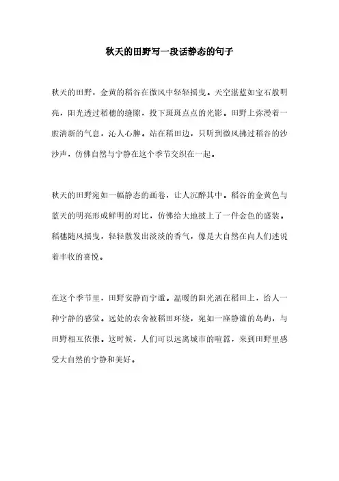秋天的田野写一段话静态的句子