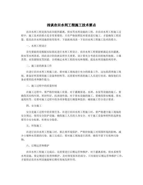 浅谈农田水利工程施工技术要点