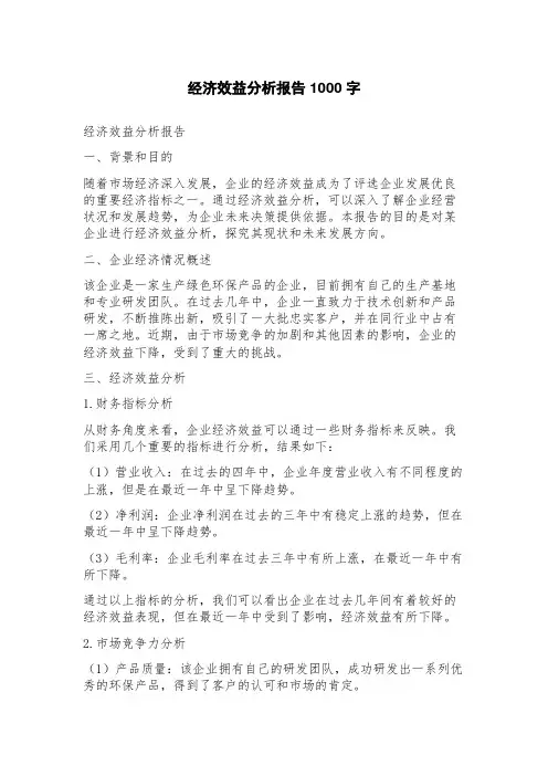 经济效益分析报告