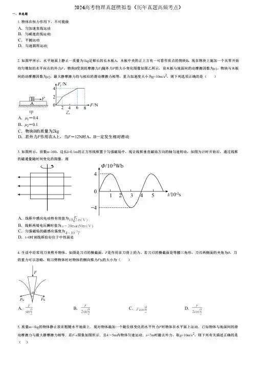 2024高考物理真题模拟卷(历年真题高频考点) (2555)
