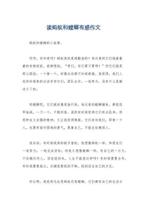 读蚂蚁和螳螂有感作文
