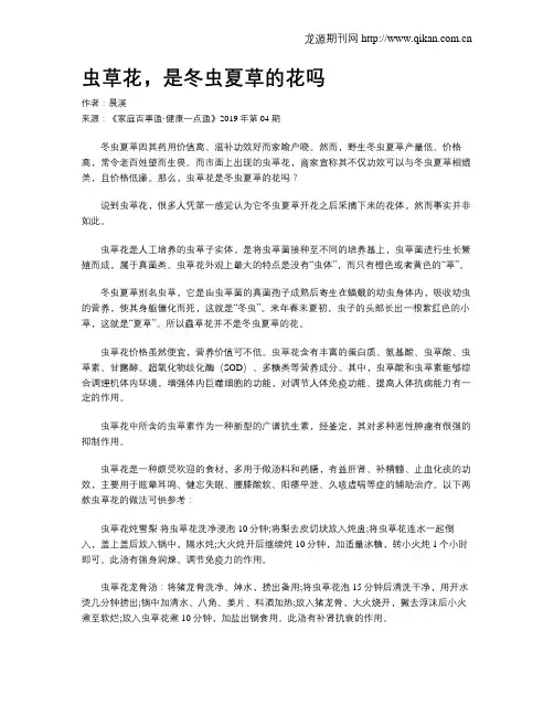 虫草花,是冬虫夏草的花吗