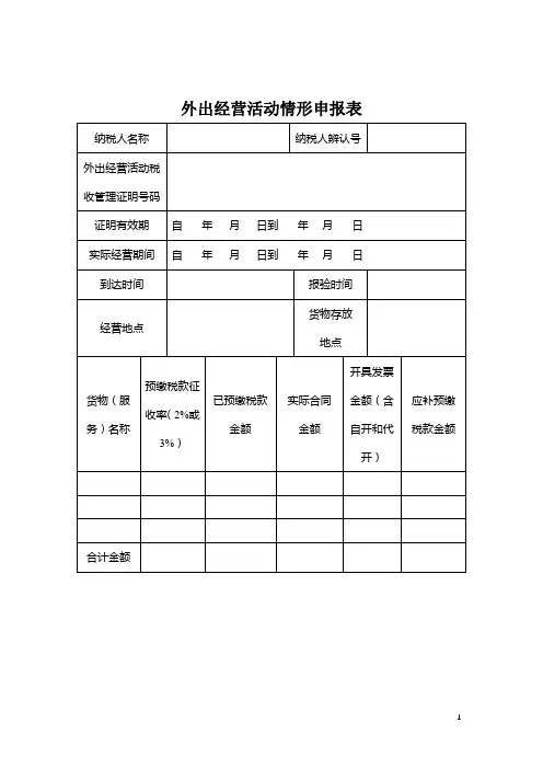外出经营活动情况申报表