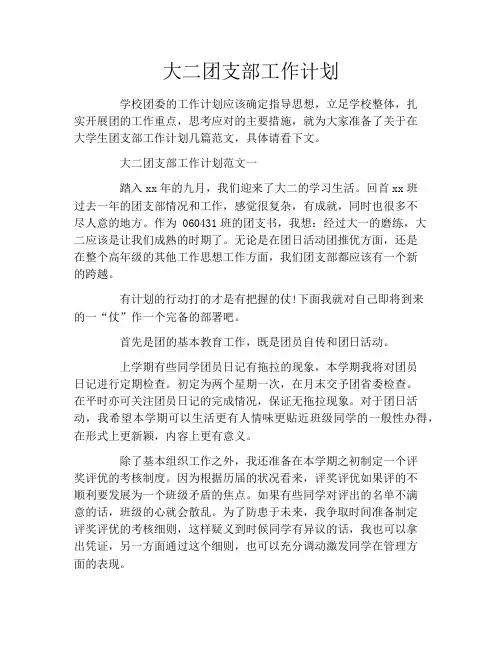 大二团支部工作计划