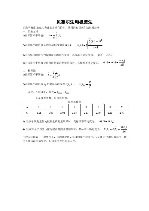 贝塞尔法和极差法