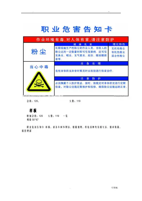 职业危害告知卡