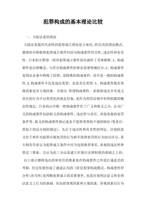 犯罪构成的基本理论比较