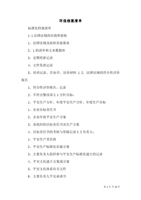 环保档案清单(二)