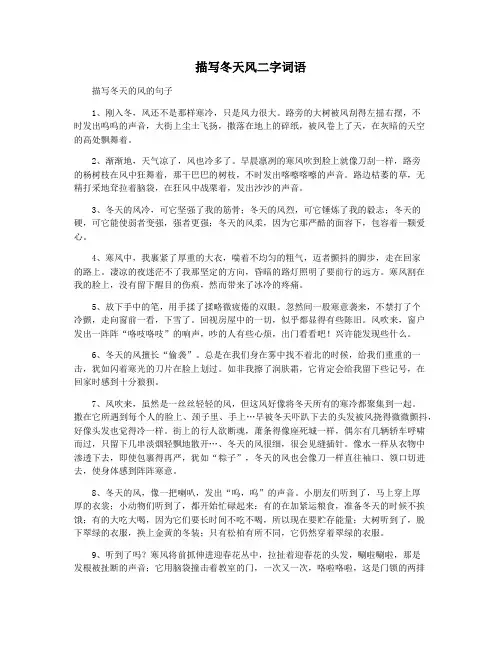 描写冬天风二字词语